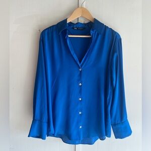 Zara Royal Blue Button Down Shirt